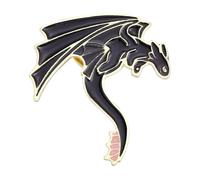 Lindo Dragón Esmalte Pin Negro Blanco Monstruo Broche Para Camisa Bolsa De Solapa, Normal, Metal no precioso