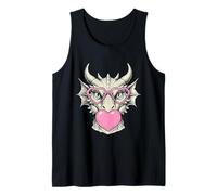 Lindo dragón soplando Rosa San Valentín corazón Bubble Gum Camiseta sin Mangas