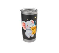 Lindo elefante disfrutando de la bebida de té Boba Bubble Vaso térmico de acero inoxidable de doble pared