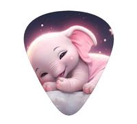 Lindo elefante durmiendo luna rosa WZYWHJ Prints ABS púas de guitarra de 12 piezas, púas de fácil agarre para tu bajo, ukelelele, guitarra acústica o eléctrica