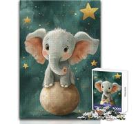 Lindo Elefante en una Pelota con Estrellas,Rompecabezas de 1000 Piezas para Adolescentes,Juego de Aprendizaje de Pensamiento estratégico,Regalo Ideal y significativo para Cualquier Evento, 38x26cm