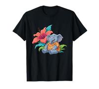 Lindo Elefante Hawaiano con Hibisco Grande Camiseta