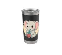 Lindo elefante kawaii anime beber té burbuja niña niños Vaso térmico de acero inoxidable de doble pared