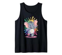 Lindo Elefante Kawaii con Baile de Salpicaduras de Color Camiseta sin Mangas