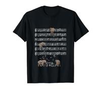 Lindo Elefante Nota Musical Clef Músico Arte Camiseta gráfica económica, Hombre, Negro, L