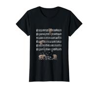 Lindo Elefante Nota Musical Clef Músico Arte Camiseta gráfica económica, Mujer, Negro, L