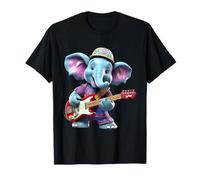 Lindo Elefante Rocker Tocando Guitarra Eléc Camiseta