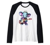 Lindo Elefante Rocker Tocando Guitarra Eléc Camiseta Manga Raglan