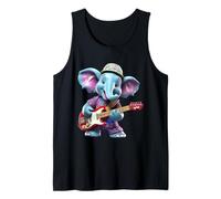 Lindo Elefante Rocker Tocando Guitarra Eléc Camiseta sin Mangas