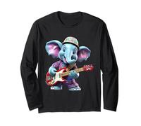 Lindo Elefante Rocker Tocando Guitarra Eléc Manga Larga