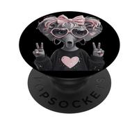 Lindo Elefante Rosa Pelo Retro Animal gráfico juguetón Vibrante PopSockets PopGrip Adhesivo
