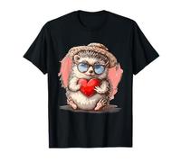 Lindo erizo animal amor erizo abrazando corazón de San Valentín Camiseta