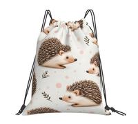 Lindo Erizo Bolsa De Cuerda Ajustable Saco Lazo Fácil De Doblar Bolsa De Hombro Doble para Senderismo Yoga Merienda 36X42Cm