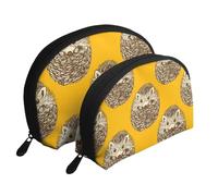 Lindo Erizo, Bolsa de Maquillaje de Concha, Monedero pequeño para Mujer, Bolsa de artículos de tocador, Bolsa de cosméticos, 2 Piezas