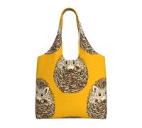 Lindo erizo,Bolsas de mano reutilizables, bolsas de supermercado, bolso de hombro de lona de gran capacidad