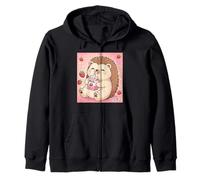Lindo Erizo con Leche de Fresa Retro japonés Kawaii Art Sudadera con Capucha