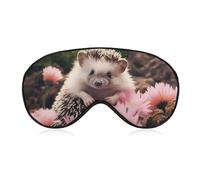 Lindo erizo en flores para dormir para mujeres y hombres, cubierta de ojos con correa ajustable, suave, transpirable, máscara opaca antideslizante, esencial para dormir profundo