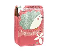 Lindo erizo floral I Am a Star Lip Gloss Holder Estuche portátil Mini Lipstick Storage Box Viajes Lipstick Organizador Estuche con espejo para mujer, Varios colores, 9.5x2x7 cm/3.7x0.8x2.7 in
