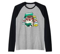 Lindo erizo leyendo un libro nerd lectores divertidos Camiseta Manga Raglan