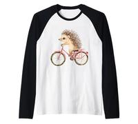 Lindo Erizo Montar Bicicleta niños niñas Animales Bicicleta Camiseta Manga Raglan