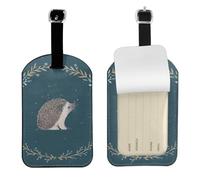 Lindo erizo pequeño,Etiquetas de equipaje de cuero sintético con nombre, etiquetas de viaje duraderas, 2 unidades