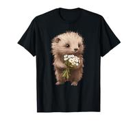 Lindo erizo sosteniendo margaritas ramo amor Camiseta