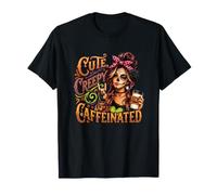 Lindo, Espeluznante y cafeinado Halloween Sugar Skull Coffee Girl Camiseta
