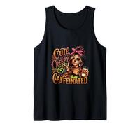 Lindo, Espeluznante y cafeinado Halloween Sugar Skull Coffee Girl Camiseta sin Mangas