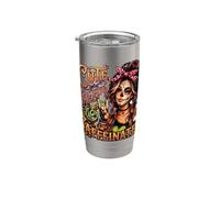 Lindo, espeluznante y cafeinado Halloween Sugar Skull Coffee Girl Vaso térmico de acero inoxidable de doble pared