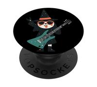 Lindo Esqueleto Bruja Guitarra Rock música Halloween diseño PopSockets PopGrip Adhesivo