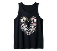 Lindo Esqueleto Corazón Flores Amantes Del Arte Floral Camiseta sin Mangas