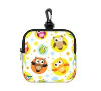 Lindo Estampado de búho Animal,Bolsa de Almacenamiento Cuadrada con Cremallera, Monedero de Neopreno, Carteras pequeñas, Monedero pequeño, Monedero