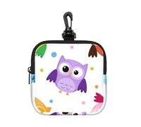Lindo Estampado de búho Animal,Bolsa de Almacenamiento Cuadrada con Cremallera, Monedero de Neopreno, Carteras pequeñas, Monedero pequeño, Monedero