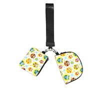 Lindo estampado de búho animal,Bolso de muñeca para deportes al aire libre, monedero portátil, cartera de muñeca con llavero desmontable