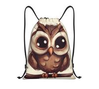 Lindo Estampado De Búho Bolsa De Cuerdas Mochila Fácil De Doblar Ligera Bolsa para Yoga Hombres Escuela 36X42Cm