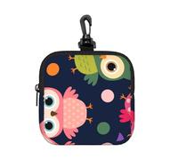 Lindo Estampado de búho con Lunares,Bolsa de Almacenamiento Cuadrada con Cremallera, Monedero de Neopreno, Carteras pequeñas, Monedero pequeño, Monedero