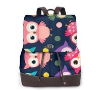 Lindo estampado de búho con lunares,Mochila para mujer, impermeable, ligera, de piel sintética, moderna, para viajes.