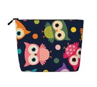 Lindo Estampado de búho con Lunares,Neceser de Maquillaje de imitación Lino, Neceser de Viaje portátil
