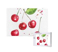 Lindo Estampado de Cerezas,Rompecabezas de Madera de 1000 Piezas para Adultos y Adolescentes.