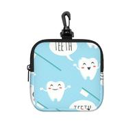 Lindo Estampado de Dentista higienista Dental en Azul,Bolsa de Almacenamiento Cuadrada con Cremallera, Monedero de Neopreno, Carteras pequeñas, Monedero pequeño, Monedero