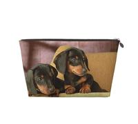 Lindo Estampado de Dos Perros Dachshund, Bolsa de artículos de tocador Bolsa de Maquillaje Bolsa de cosméticos Bolsa de artículos de tocador de Viaje portátil