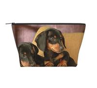 Lindo Estampado de Dos Perros Dachshund, Bolsa de artículos de tocador Bolsa de Maquillaje Bolsa de cosméticos Bolsa de artículos de tocador de Viaje portátil