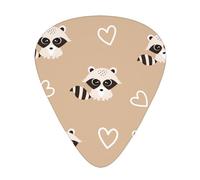 Lindo estampado de mapache,12 púas de guitarra, 3 grosores diferentes para guitarra acústica, bajo y ukelele