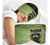 Lindo estampado de mapache a la moda, Antifaz para dormir, ideal para el hogar, viajes y trabajo por turnos. Cubre completamente los ojos y bloquea la luz.