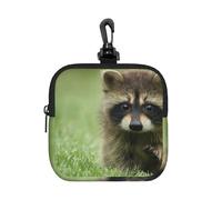 Lindo Estampado de Mapache a la Moda,Bolsa de Almacenamiento Cuadrada con Cremallera, Monedero de Neopreno, Carteras pequeñas, Monedero pequeño, Monedero