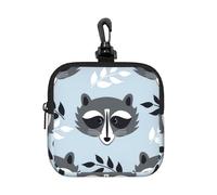 Lindo Estampado de Mapache,Bolsa de Almacenamiento Cuadrada con Cremallera, Monedero de Neopreno, Carteras pequeñas, Monedero pequeño, Monedero