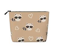 Lindo Estampado de Mapache,Neceser de Maquillaje de imitación Lino, Neceser de Viaje portátil