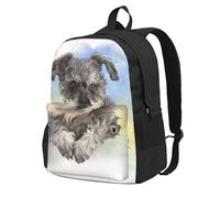 Lindo estampado de mini schnauzer,Mochila con bolsillos, mochila informal para el día a día, resistente al agua, ideal para la escuela, viajes