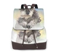 Lindo estampado de mini schnauzer,Mochila para mujer, impermeable, ligera, de piel sintética, moderna, para viajes.