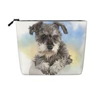 Lindo Estampado de Mini Schnauzer,Neceser de Maquillaje de imitación Lino, Neceser de Viaje portátil